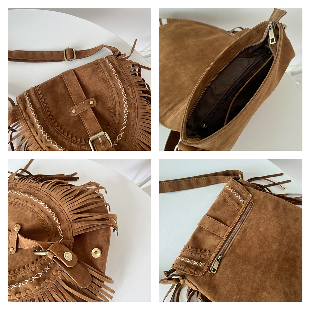 Women's Suede Tassel Saddle Crossbody Bag For Everyday Style_voghion.com