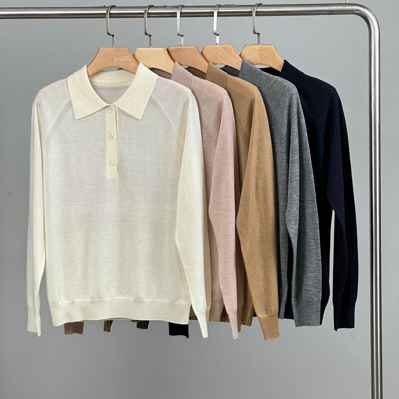 Spring and Autumn New lapel worsted cashmere sweater Joseph classic old money style wear match item