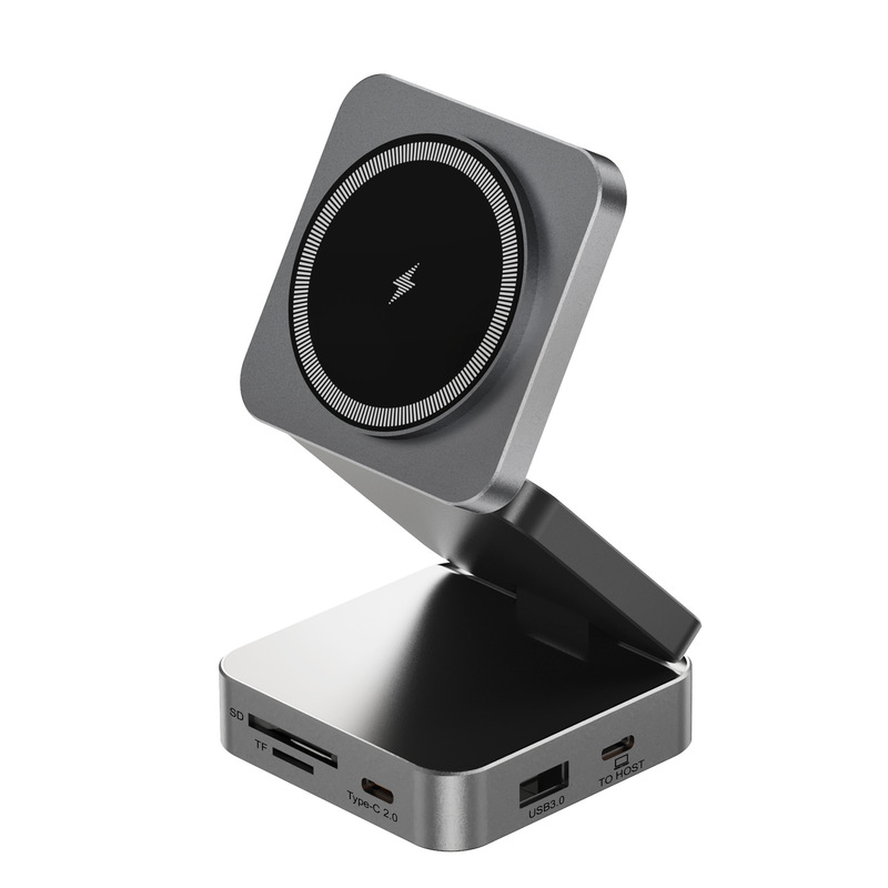 10 in 1HUB docking station 15W aluminum alloy magnetic suction wireless fast charging hub external mobile phone computer USB hub