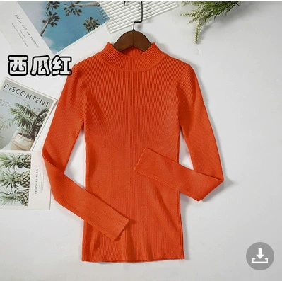 Свитер облегенного кроя из rib-knit, корейский стиль, высокий воротник, длинный рукав, один размер
