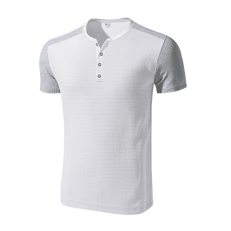 T-shirt henley uomo oversized a blocchi di colore waffle_voghion.com