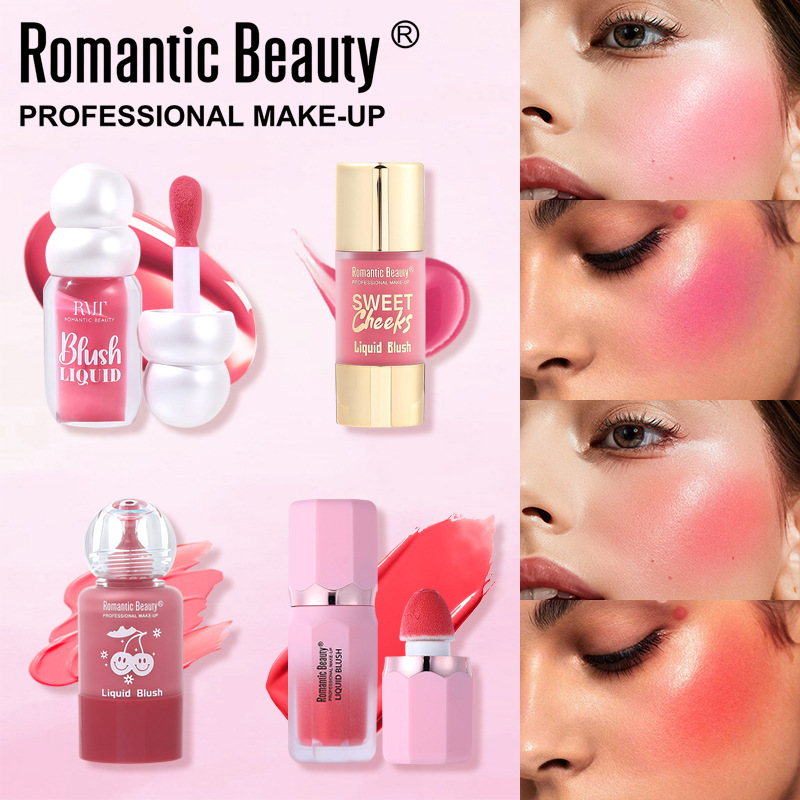 El blush líquido transfronterizo es un blush polivalente, un blush mate, un blush de color natural duradero.