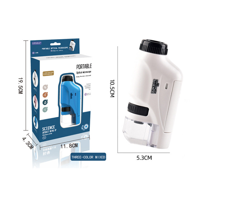 Microscopio portátil de mano para niños luz experimento de ciencia biológica niños Regalo De estudiante juguetes educativos
