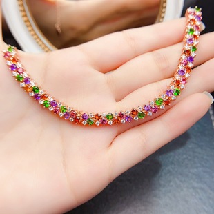Factory wholesale explosions natural sapphire bracelet S925 silver inlaid main stone 3*4 selling Europe and the United States a generation of hair