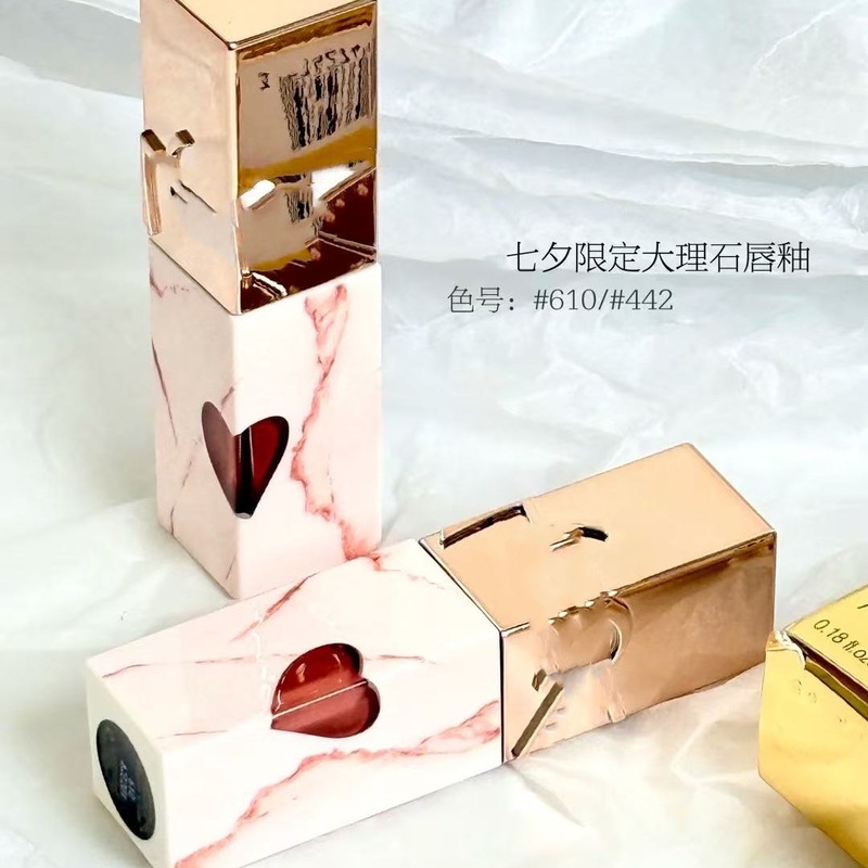 跨境大牌杨树林七夕限定爱心442口红圣家情人节大理石610唇釉|undefined