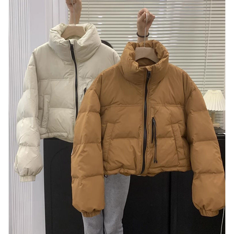 韩国原版白鸭绒羽绒服女冬季新款短款立领小个子加厚面包服