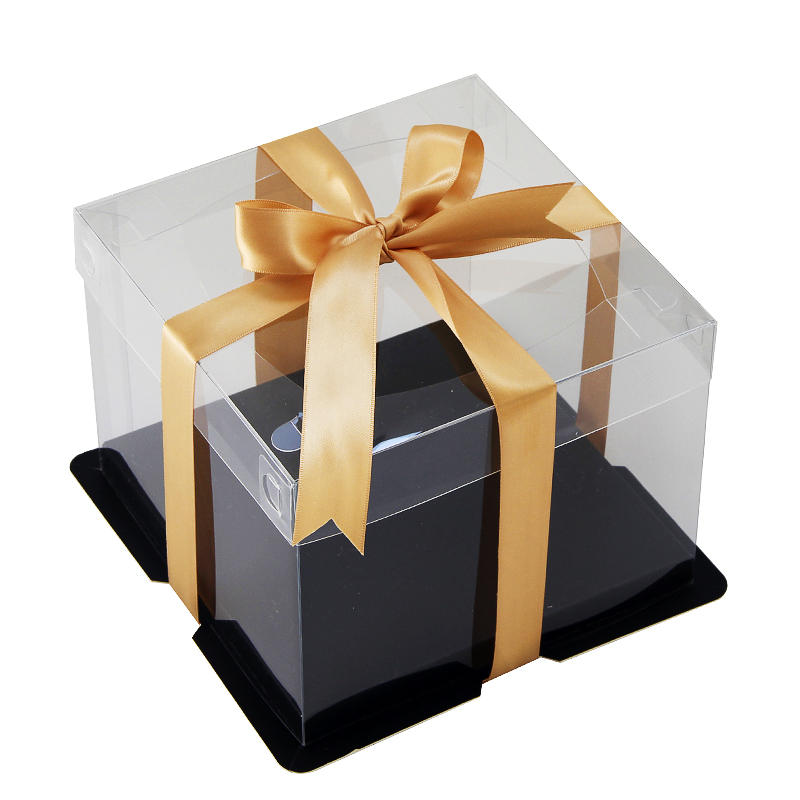 Cuadrado transparente 6 pulgadas 8 pulgadas 10 pulgadas caja de embalaje de pastel de cumpleaños monocapa doble alta globos horneado paquete