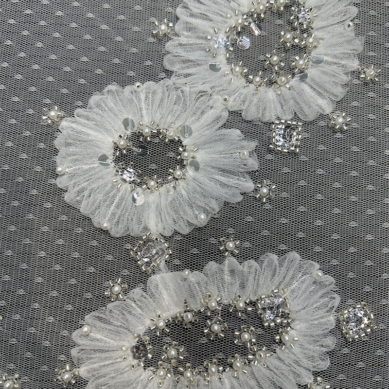 Fabricante de material de tela bordada elástica tela de malla de moda pequeña fresca vestido de boda vestido de tela image 5