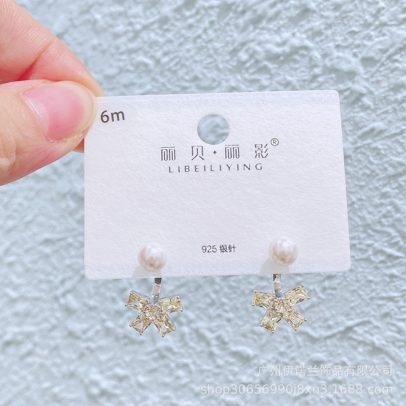 丽银/丽贝丽影闪锆吊坠轻奢风s925银针耳环高级感长款宴会奢华女|undefined