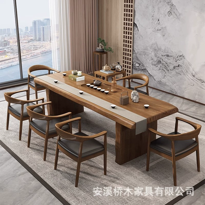 Новый китайский стиль, большая доска из цельного дерева, чайный столик, комбинированный чайный столик для гостиной, домашний чайный столик, офисный современный простой чайный столик