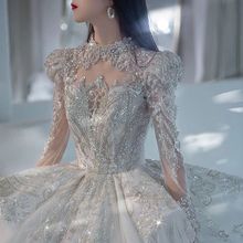 婚紗主紗新款2022新娘女結婚禮服復古宮廷風豪華版法式重工大拖尾