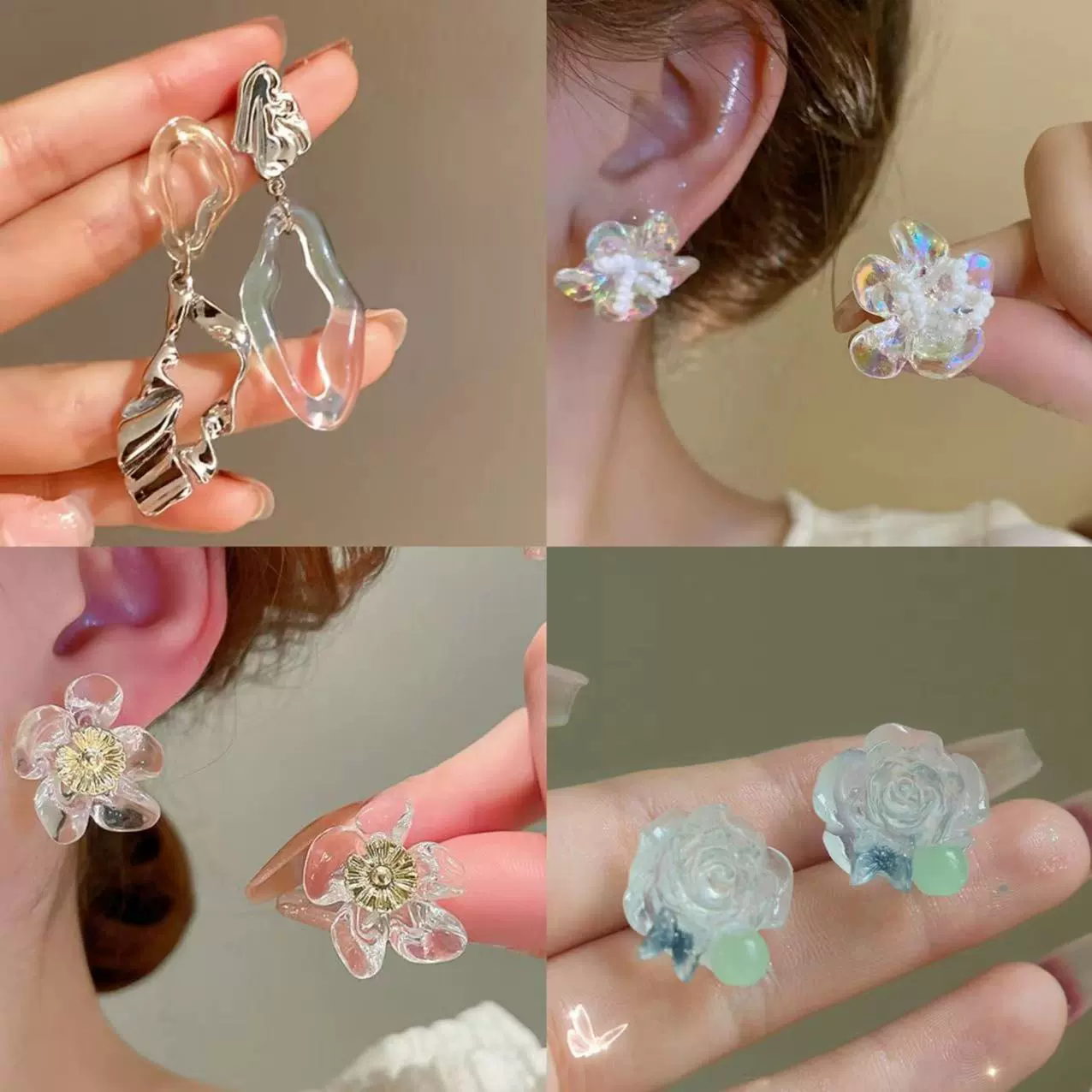 Свежая серебряная игла, серьги, аксессуар, украшение в цветочек