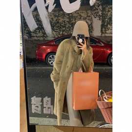 皮仿水貂绒加厚羊羔毛羊剪绒大衣女时尚皮毛一体皮外套中长款