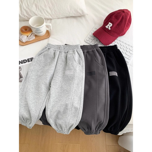 Children's unisex pants 2025 new spring and autumn clothing baby casual sporty pants trendy Korean style loose pants