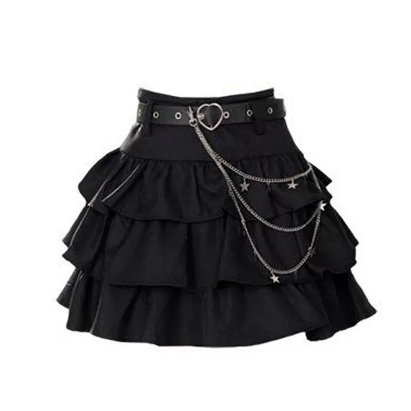 Black mini-skirt, belt, set, 3 piece set, (Physicals)