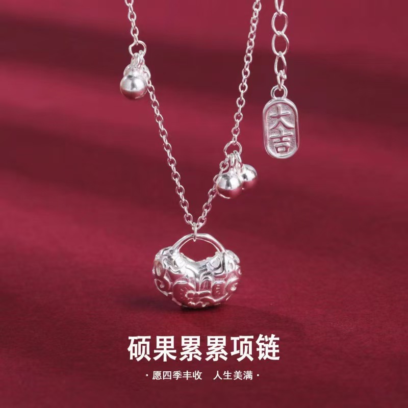 6553 발 실버 990 국가 스타일 새로운 중국 스타일 가방 FUBAO 펜던트  목걸이 여성의 새로운 틈새 높은 목