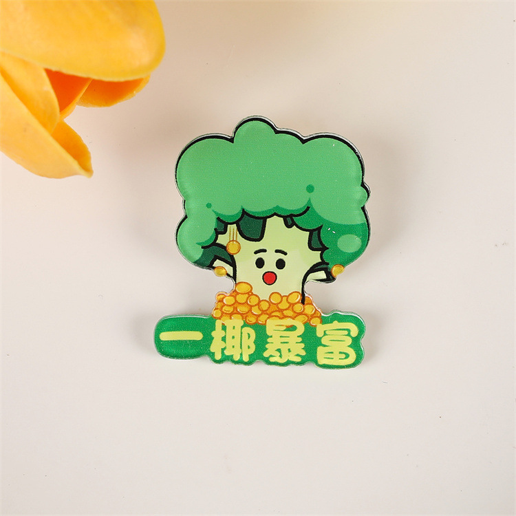 おかしな創意のかわいい野菜の励ましの志の文字のブローチの漫画のバッジの学生の包みのペンダントのブローチは注文して卸売りします。|undefined