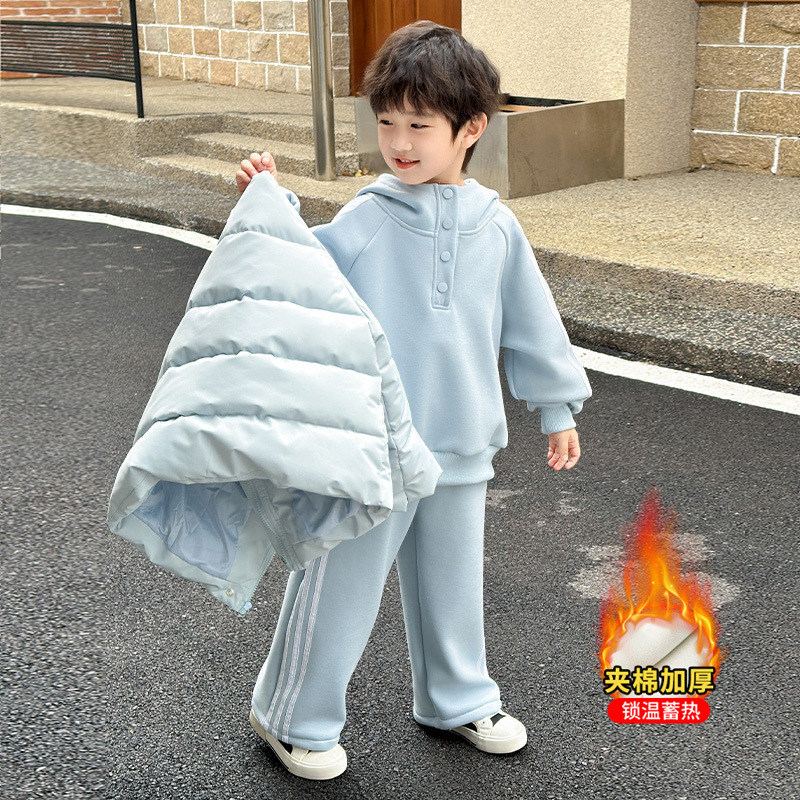 블루 코튼 의류 3종 세트