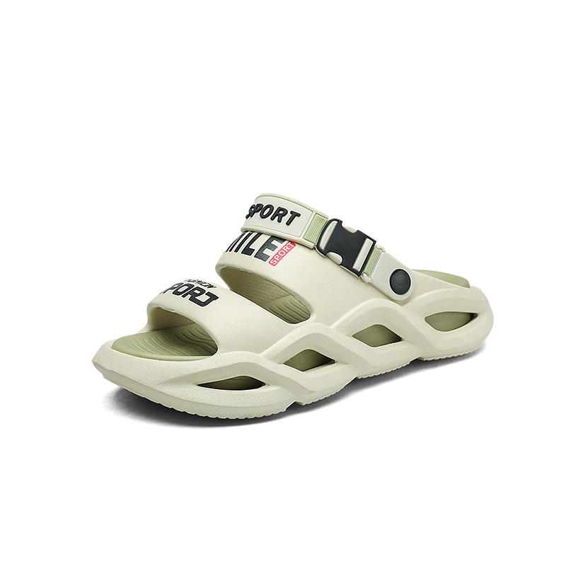 Zapatillas de hombre uso exterior de verano antideslizante suela gruesa sensación de pisando mierda chanclas deportes de playa conducción sandalias de playa de doble uso