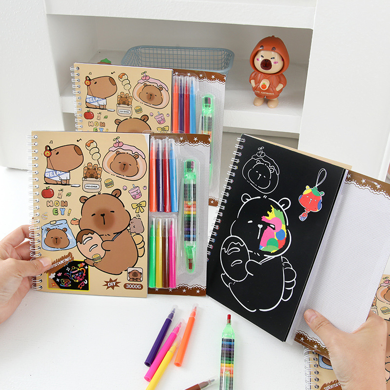 Nuevo producto Kapibala Libro de raspado Libro de pintura de graffiti colorido creativo Libro de pintura Material de arte de jardín de infantes Papelería para estudiantes