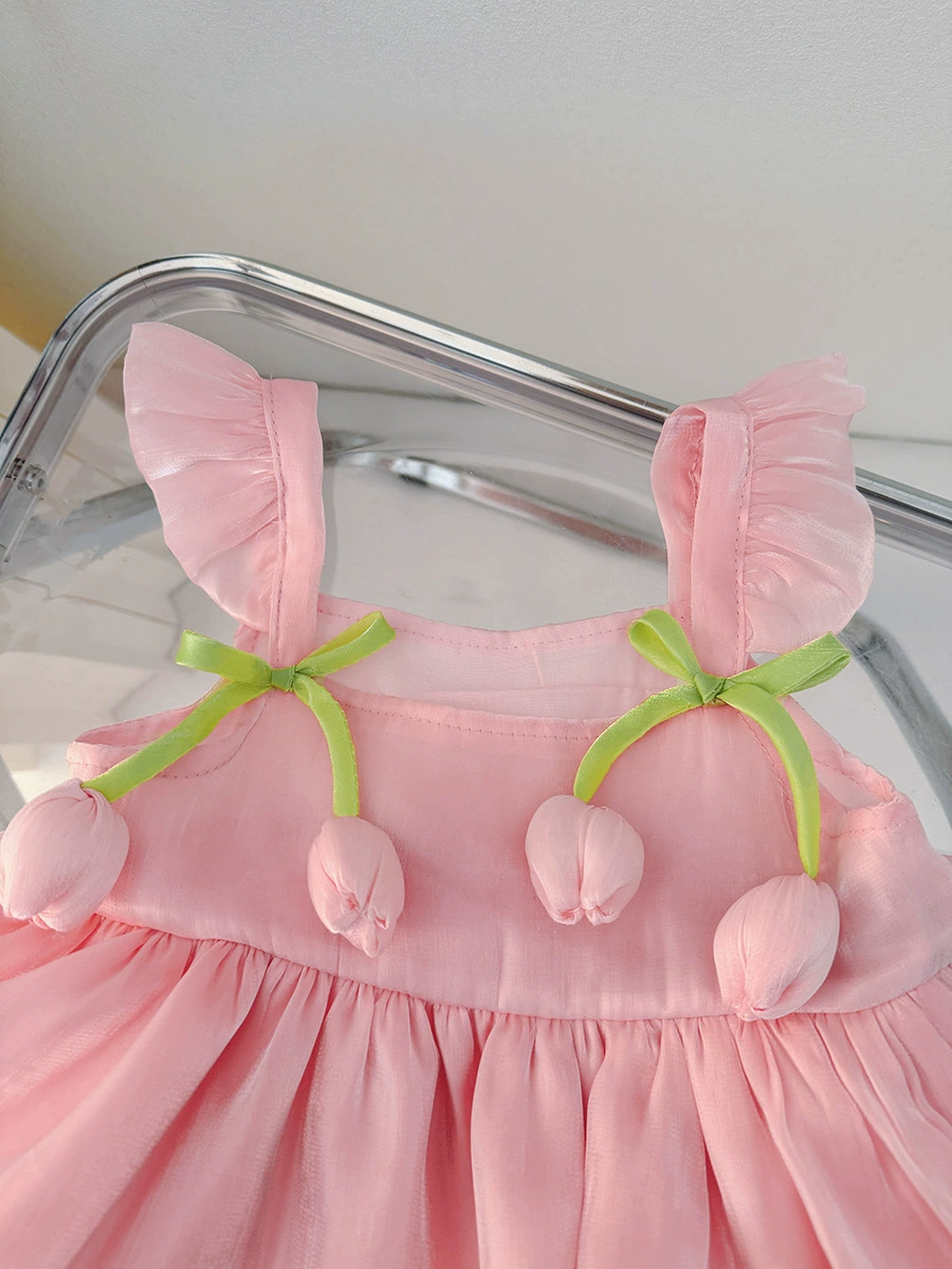Детская тонкая летняя одежда для новорожденной девочки, летнее модное платье, утягивающий эффект