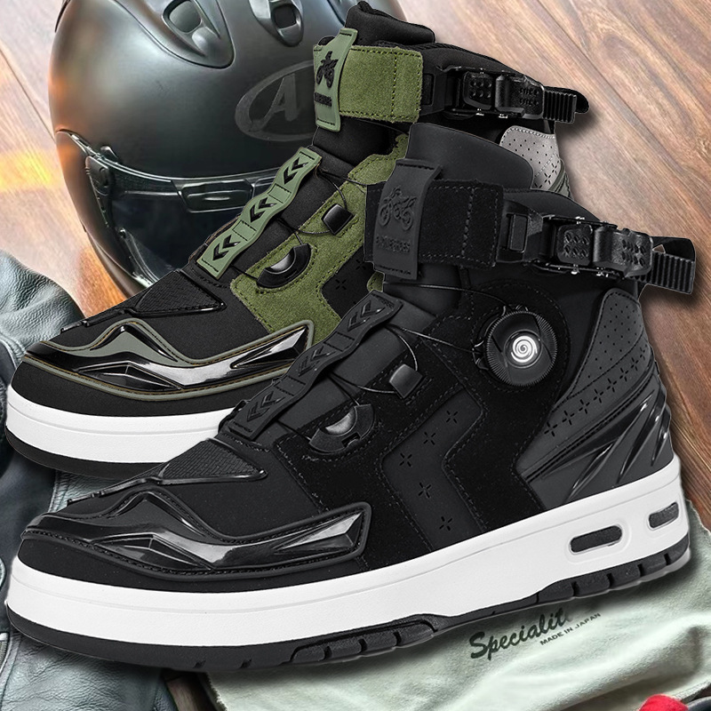 Genuine Leather Motorcycle Riding Shoes, Short Boots, Anti-Fall Motorcycle Shoes, Rider Waterproof Off-Road Women's Racing Shoes, Motorcycle Travel Equipment