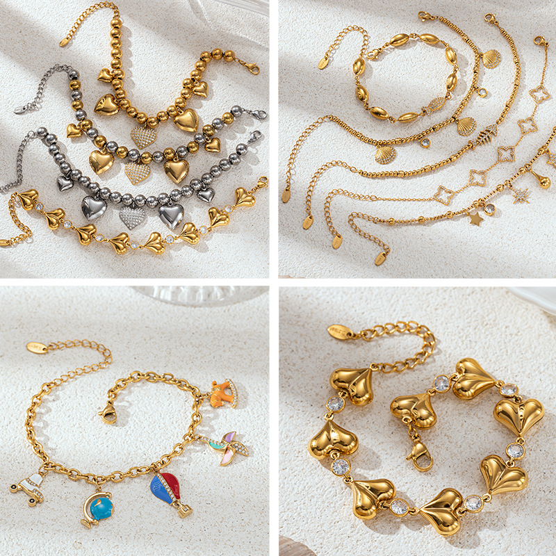 Alta Europa y los Estados Unidos joyas exquisitas de acero inoxidable diamante completo amor brazalete de cuentas hecha a mano in joyas de moda