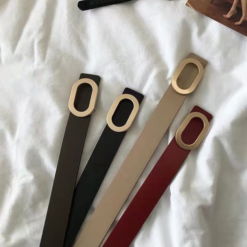 Textured oval sand nickel snap buckle women's belt simple trendy student retro belt women's decorative jeans belt