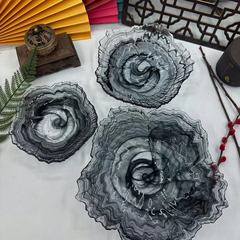 New Chinese-style ink flower crystal glass fruit bowl living room household Japanese high-end shape snack fruit basket wholesale