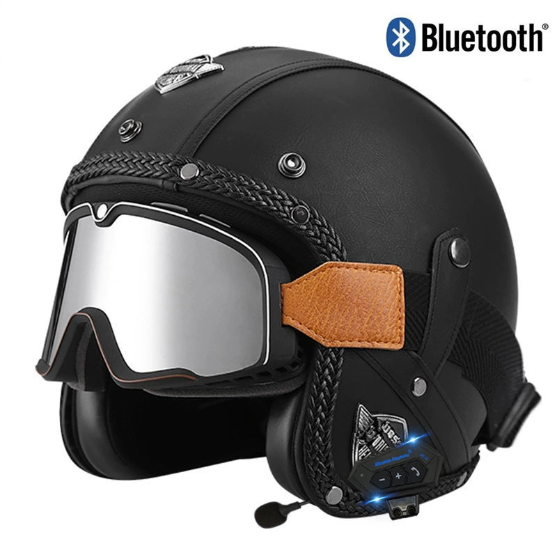 Retro electric helmet for men and women, handmade, bluetooth