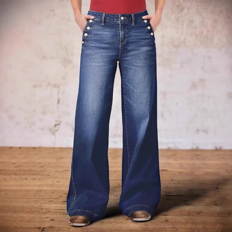 Shein Cross-Border Hot-Selling Products on Aliexpress, European and American Foreign Trade Sources, Retro Elastic Loose Mid-Waist Straight-Leg Denim Jeans Shein Cross-Border Hot-Selling Products on Aliexpress, European and American Foreign Trade Sources, Retro Elastic Loose Mid-Waist Straight-Leg Denim Jeans