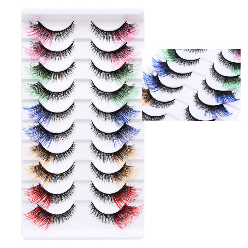 Fábrica de pestañas postizas DINGSEN, suministro estable transfronterizo de pestañas de colores y pestañas estilo ojo de gato