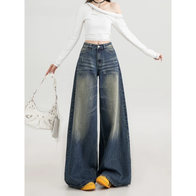 Nostalgic Blue Wide-Leg Jeans for Women, 2026 Summer Trendy New High-Waisted Slimming Loose Drapey Floor-Length Pants Nostalgic Blue Wide-Leg Jeans for Women, 2026 Summer Trendy New High-Waisted Slimming Loose Drapey Floor-Length Pants