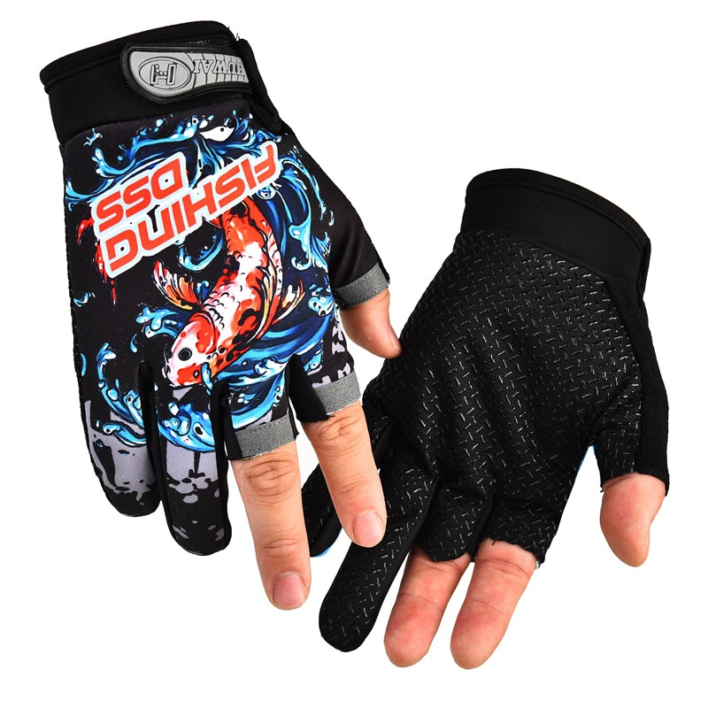 Рыболовные перчатки с тремя открытыми пальцами, подходят для ловли на приманку, морской рыбалки, без пальцев, подходят для работы курьером, нескользящие, солнцезащитные, дышащие, для защиты на открытом воздухе.