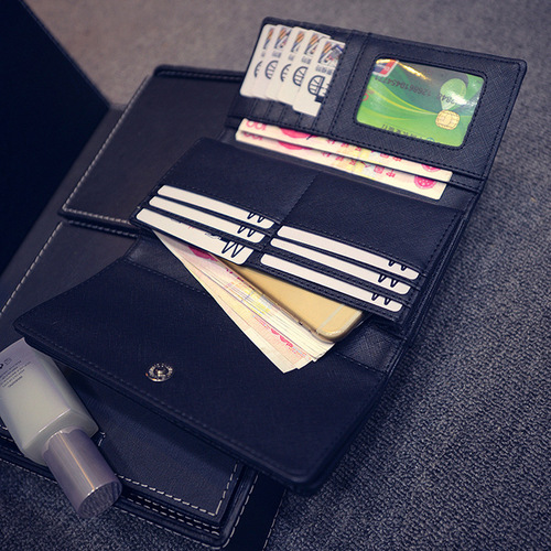 Cross-border new style women's long tri-fold wallet multi-card slot buckle clutch bag rivet multi-layer mobile phone bag card bag