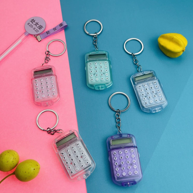 Металлический брелок-калькулятор, мини-прозрачный флип, студенческие принадлежности, калькулятор, мини-подвеска, креативная игрушка
