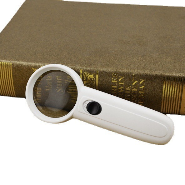 手持式双LED灯15倍感叹号照明37mm直径玻璃镜片高倍放大镜6B-2