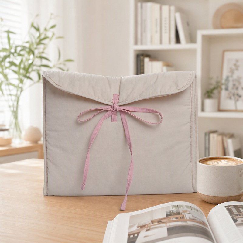 Waterproof Laptop Inner Bag Ballet Style Ultra Light Bow Strap iPad Tablet Bag 14 Inch Women's Quilted Waterproof Laptop Inner Bag Ballet Style Ultra Light Bow Strap iPad Tablet Bag 14 Inch Women's Quilted