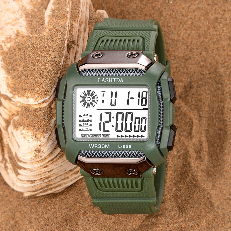 Reloj electrónico deportivo cuadrado simple, estudiantes de secundaria y preparatoria, cronógrafo deportivo, alarma luminosa, fabricante de relojes electrónicos al por mayor