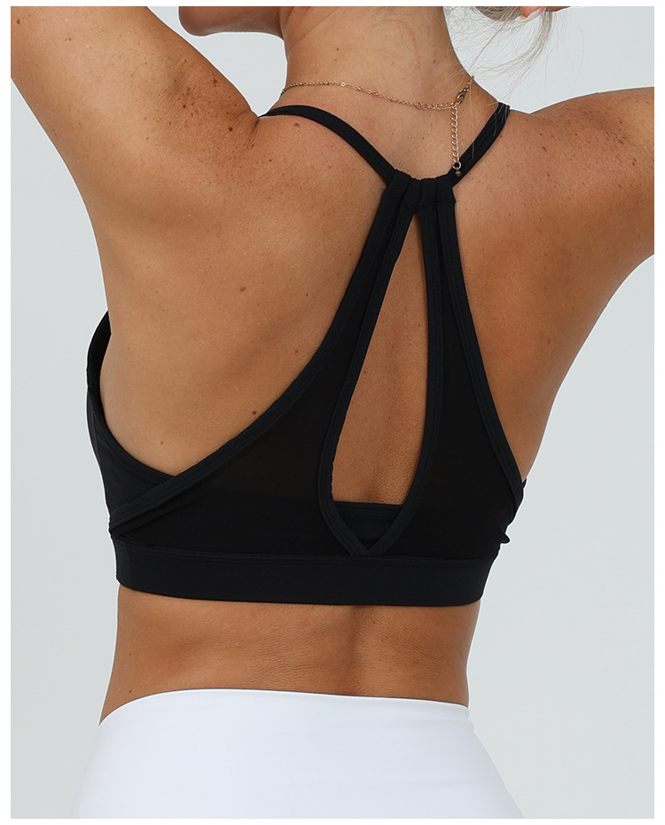 Chaleco de yoga, chaleco de malla de mujer, chaleco antichoque de alta elasticidad, ejercicio rápido, bra de acondicionamiento físico rápido