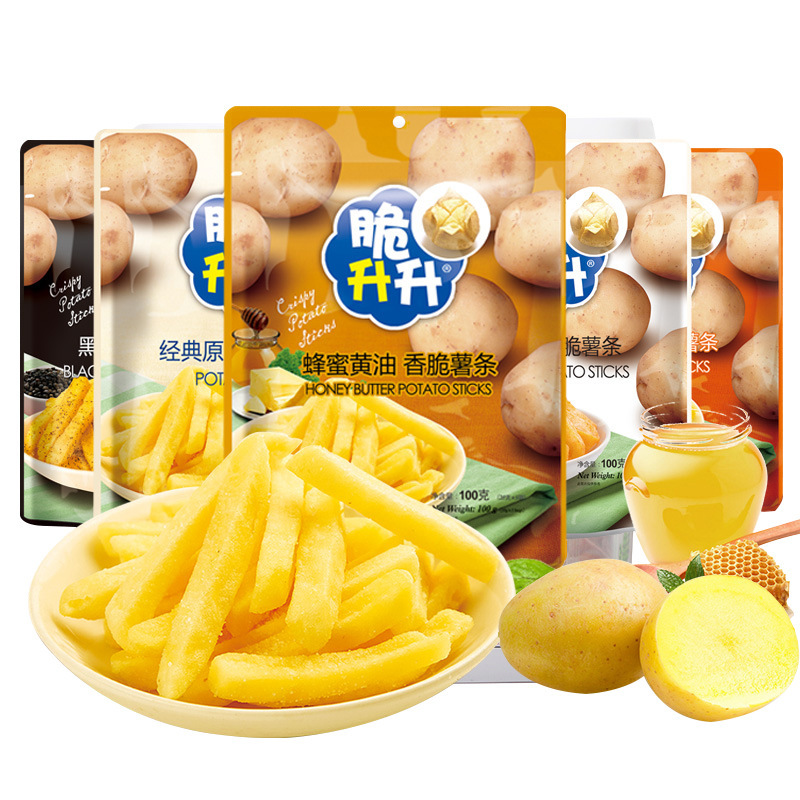 脆升升品牌薯條 網紅小吃休閒食品 小包裝膨化解饞小零食批發100g