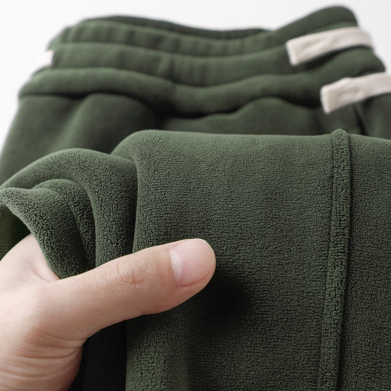 Vibrant Tundra Green! 500g Heavyweight Double-Sided Fleece Straight-Leg Sweatpants for Men, Thickened Soft and Warm Casual Pants for Women