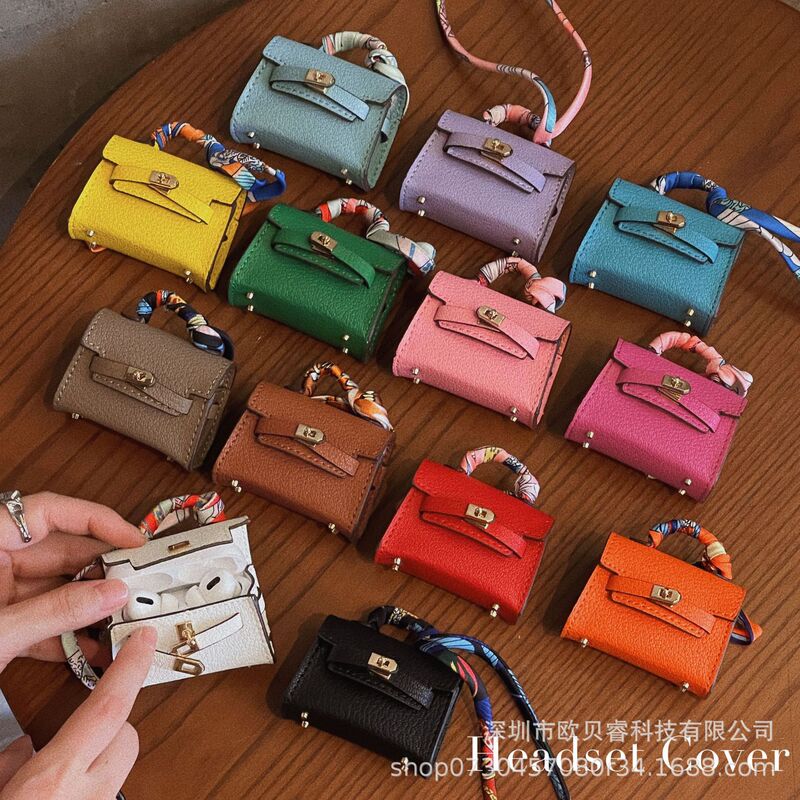 Trendy Brand Leather Handbag Headphone Storage Bag Apple Airpods2/3/pro Headphone Protective Case Creative Bag