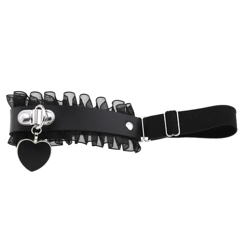 Cross-border soft girl peach heart love-shaped pendant garter belt sexy lace wavy PU leather thigh ring garter belt