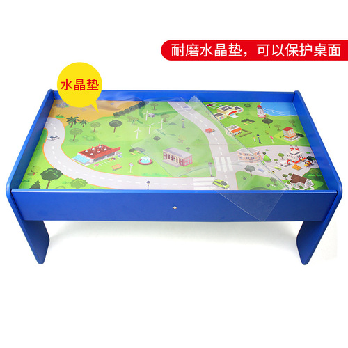 EDWONE wooden track train table game table accessories desktop board crystal pad hanging bucket chair building block base plate
