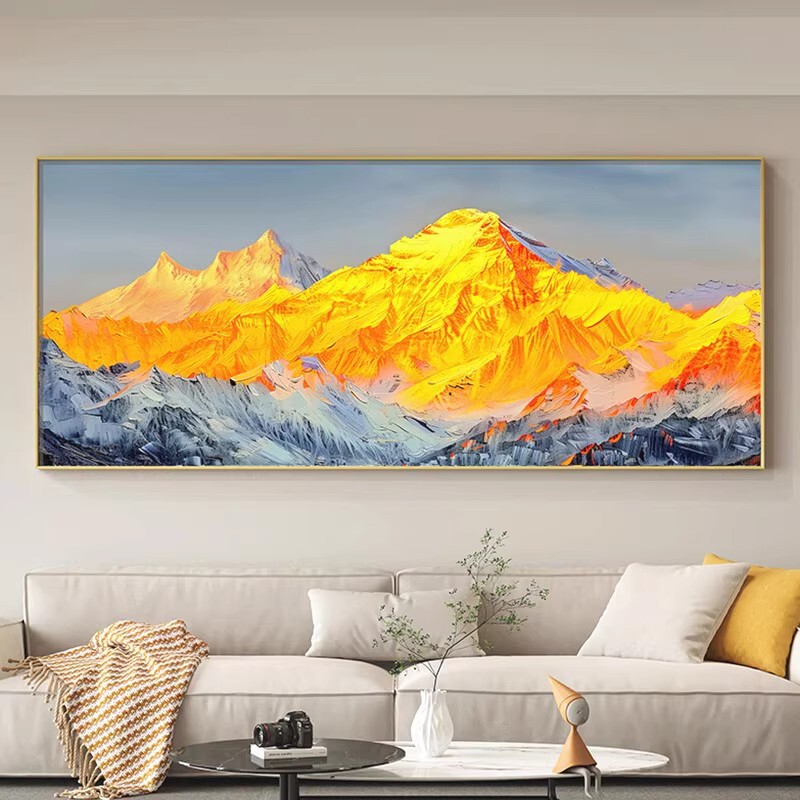 背靠金山客厅装饰画有山无水办公室沙发背景墙挂画轻奢高级感壁画|undefined