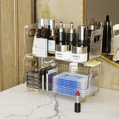 Stackable Desktop Organizer Box, Transparent Cream-Colored Skincare & Cosmetics Case, Bathroom Storage Rack, and Miscellaneous Item Sorting Box