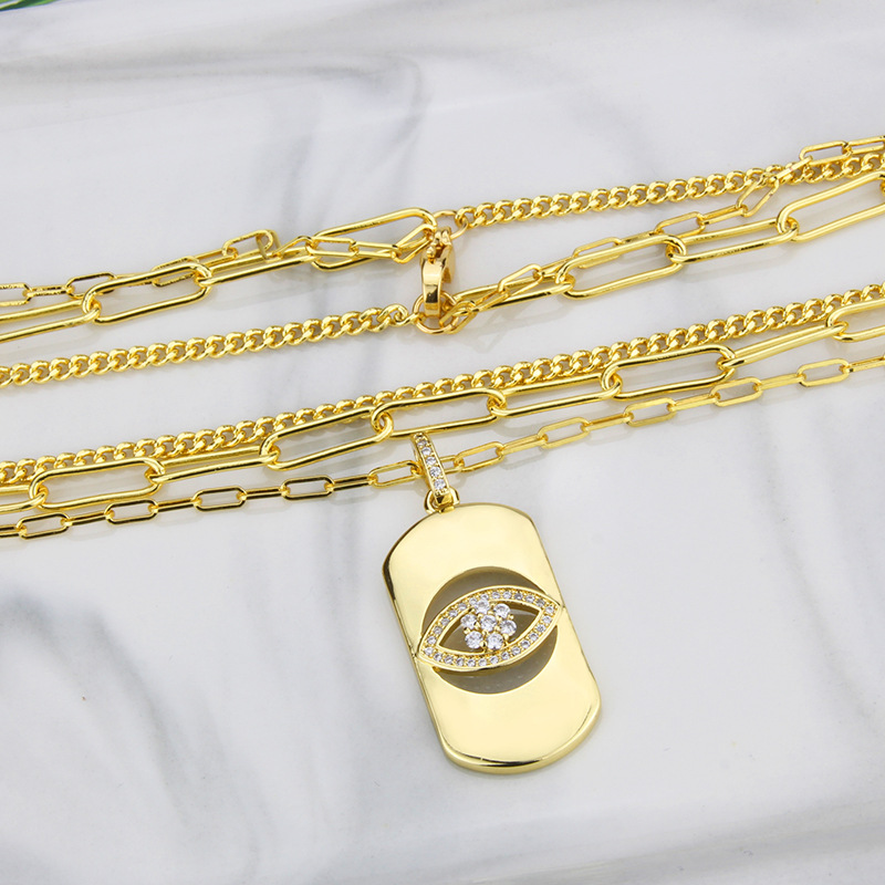 INS Cross-Border E-Commerce New Gold-Plated Eye Necklace Factory Direct Supply Spot Double Chain Fas