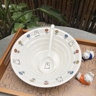 Japanese-style high temperature resistant ceramic ramen bowl cartoon mifei bunny salad bowl student dormitory instant noodle bowl