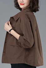 女士薄短外套年新款春秋季休闲显衬衫中年妈妈装小个子夹克